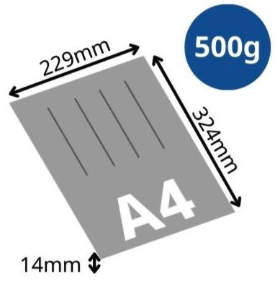 324mm x 229mm x 14mm & 500gr